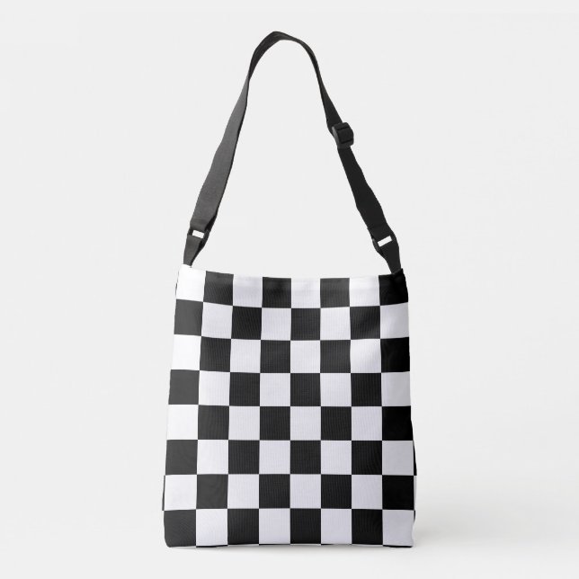 Bolso Cruzado A cuadros blanco y negro (Reverso)