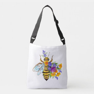 Bolso Cruzado Abeja de flor con plantas silvestres