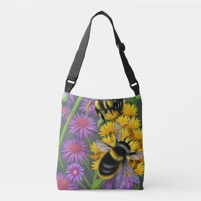 Bolso Cruzado Abejas en un prado de flores (Anverso)