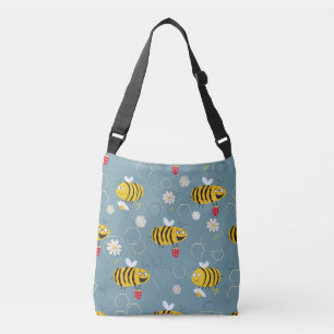 Bolso Cruzado Abejas Polinizantes, Escena Jardín Floriente.