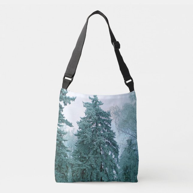 Bolso Cruzado Abeto de invierno con nieve (Anverso)