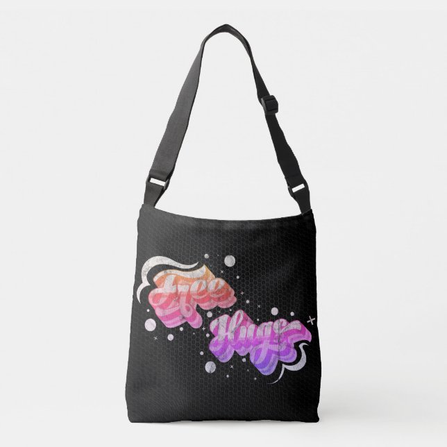Bolso Cruzado Abrazos gratis - Deluxe Rainbow White Mix Edition (Anverso)