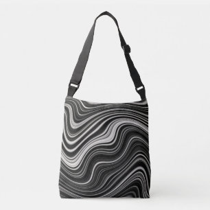 Bolso Cruzado Abstracción de onda de cebra blanca y negra