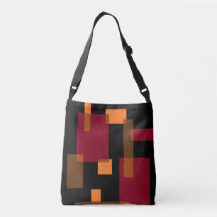 Bolso Cruzado Abstracción geométrica Naranja rojo marrón negro