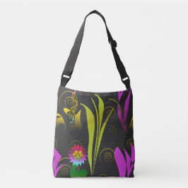 Bolso Cruzado Abstract Floral with Spirals 1