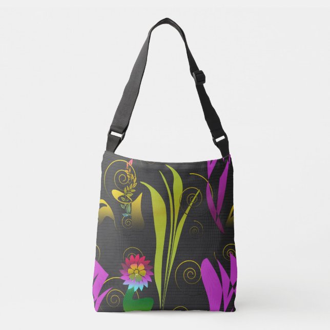Bolso Cruzado Abstract Floral with Spirals 1 (Anverso)