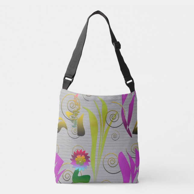 Bolso Cruzado Abstract Floral with Spirals 2 (Anverso)