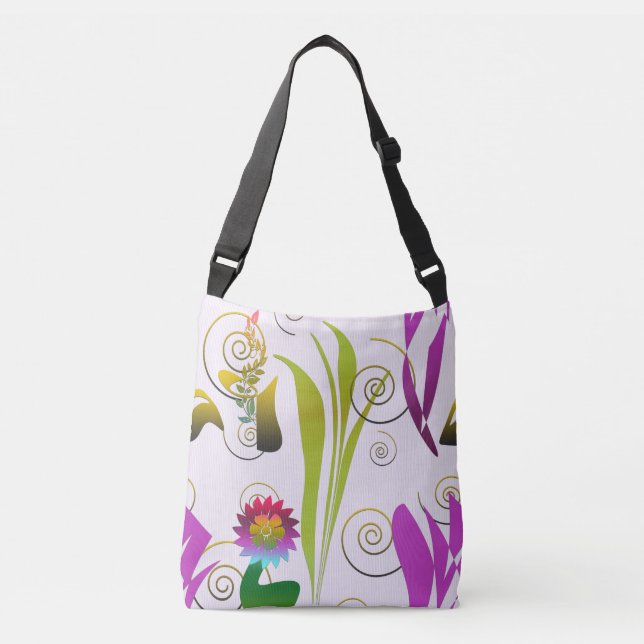 Bolso Cruzado Abstract Floral with Spirals 6 (Anverso)