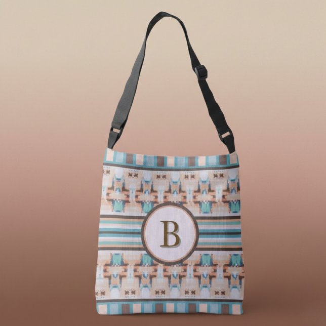 Bolso Cruzado Abstract Southwest Blue and Brown Tote Bag (Subido por el creador)