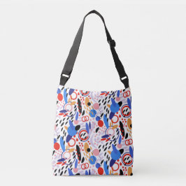 Bolso Cruzado Abstracto contemporáneo rojo beige negro azul.