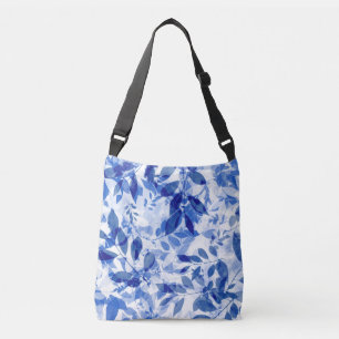 Bolso Cruzado Abstracto de hojas azules y blancas