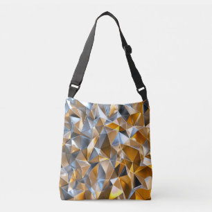 Bolso Cruzado Abstracto Metálico Moderno Dorado Plateado Geométr