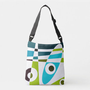 Bolso Cruzado Abstracto Surfing Olive Blue Planner Verde azulado
