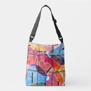 Bolso Cruzado Abstrato acuarela Patrón blanco negro