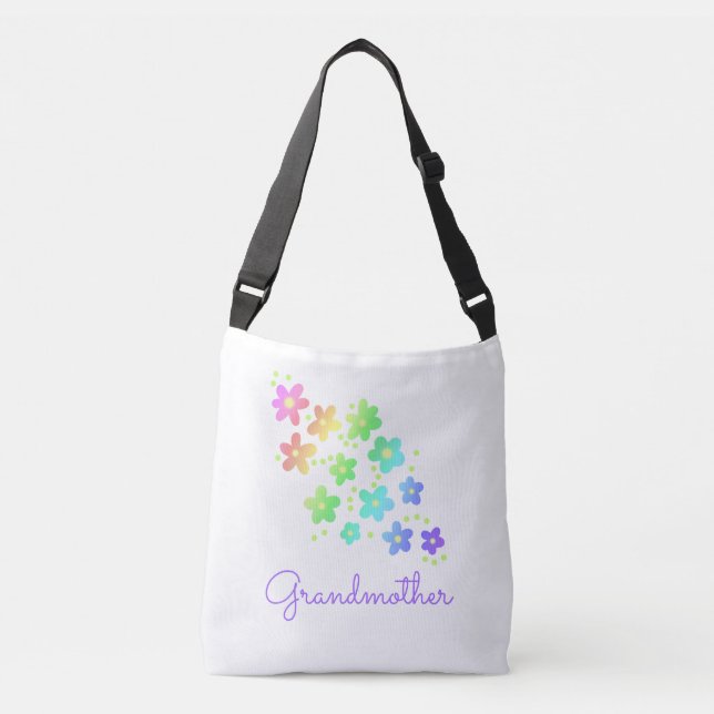 Bolso Cruzado Abuela Flores Arcoíris (Anverso)