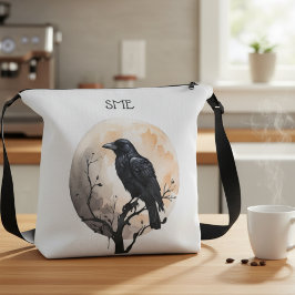 Bolso Cruzado Academia Oscura Acuarela Cuervo Gótico