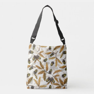 Bolso Cruzado Acorns y hojas de roble en blanco roto