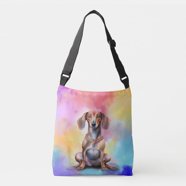 Bolso Cruzado Acuarela Dachshund (Anverso)