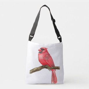 Bolso Cruzado acuarela de ave cardinal