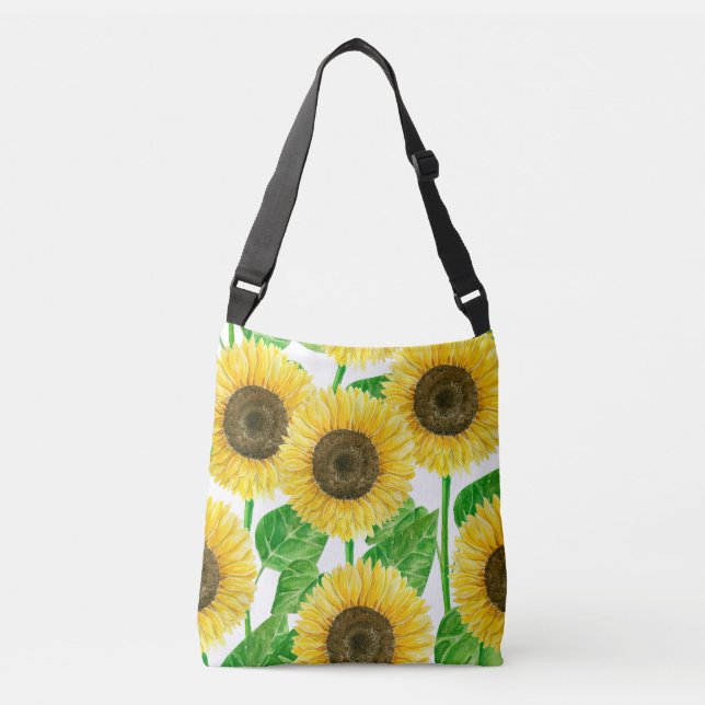 Bolso Cruzado acuarela de girasoles (Anverso)