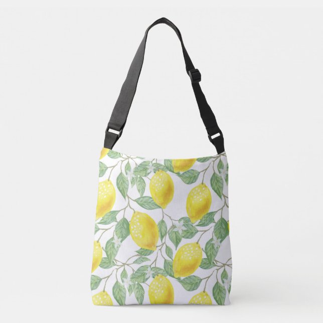 Bolso Cruzado Acuarela de lémones y hojas (Anverso)