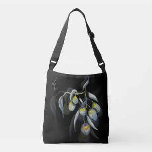Bolso Cruzado Acuarela de oliva mágica pintada a mano