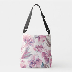 Bolso Cruzado acuarela de peonies: fondo floral sin fisuras.