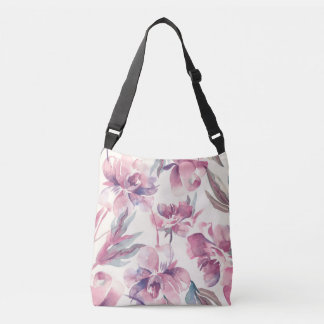 Bolso Cruzado acuarela de peonies: fondo floral sin fisuras.
