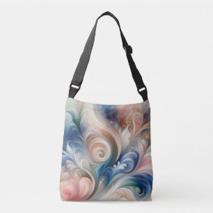 Bolso Cruzado Acuarela Fantasía Pastel Floral Azul & Crema