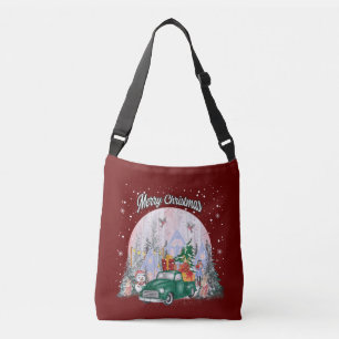 Bolso Cruzado Acuarela Feliz Navidad, Auto De Regalos