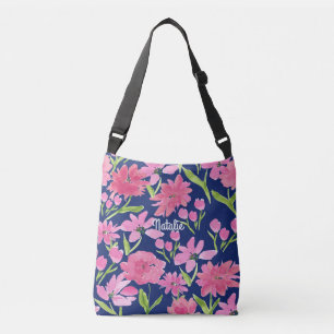 Bolso Cruzado Acuarela floral rosa personalizada en la marina