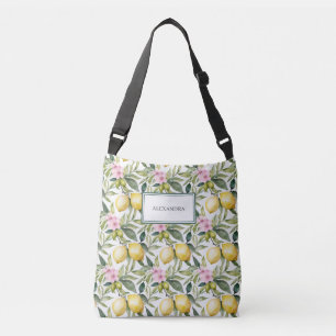 Bolso Cruzado Acuarela mediterránea de flores de limón italiana