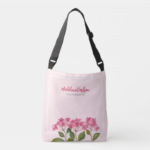 Bolso Cruzado Acuarela Pink Hydrangea Lacecaps Ilustracion