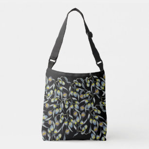 Bolso Cruzado Acuarela pintada a mano verde azul oliva