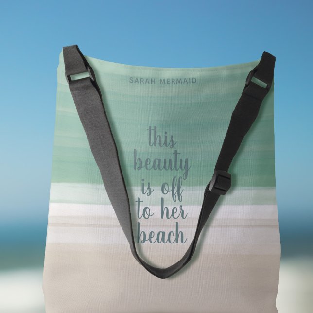 Bolso Cruzado Acuarela Turquoise Ocean Beach Crossbody Bag (Add your name to this ocean beach crossbody bag and get to the beach ASAP)