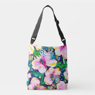 Bolso Cruzado Acuarela Wanderer Floral Rosa y Azul