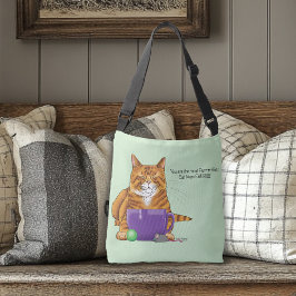 Bolso Cruzado Adorable Gato Naranja de Cuadrados Verdes Día de l