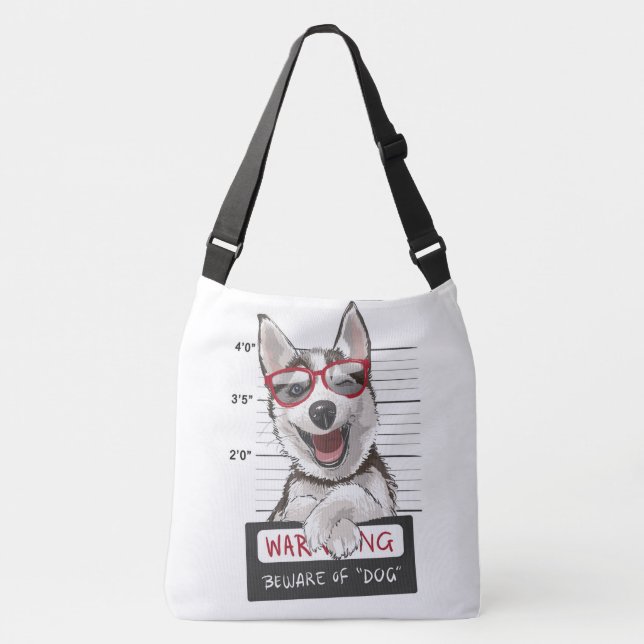 Bolso Cruzado Adorables Cute Husky Dog Winking (Anverso)