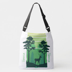 Bolso Cruzado Adorables Deer In Green Forest Personalizado