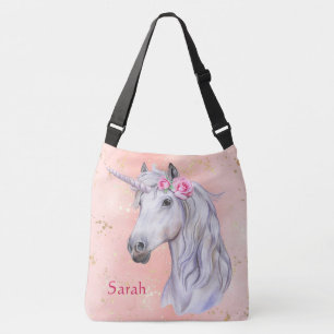 Bolso Cruzado Adorables Fantasy Unicorn Head Personalizado  