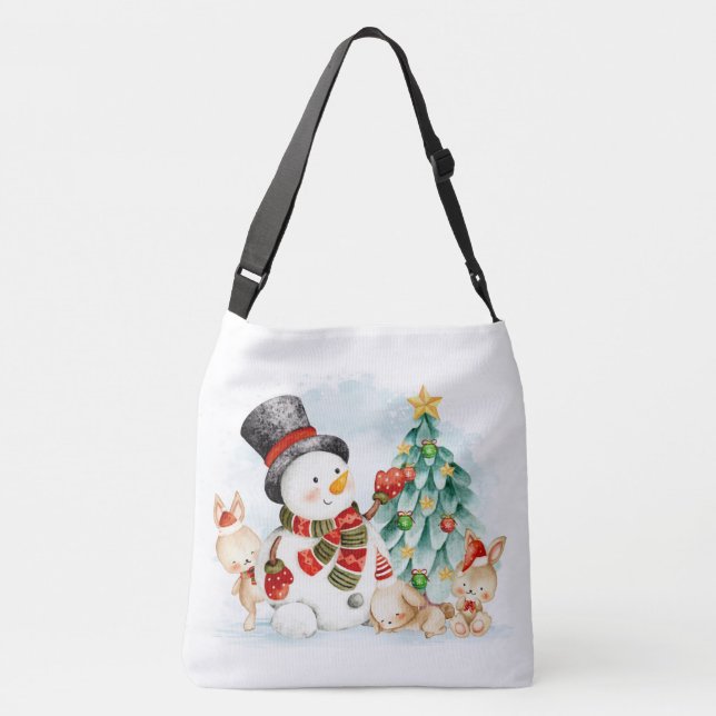 Bolso Cruzado Adorables Navidades Snowman Bunnies And Tree (Reverso)