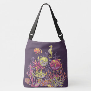 Bolso Cruzado Adorables Ocean Criaturas Purple 
