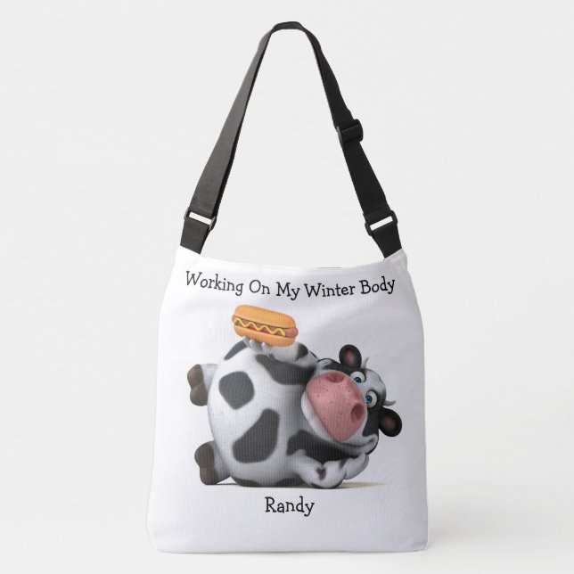 Bolso Cruzado Adorables Vaca Chubby 3D Con Hotdog (Anverso)