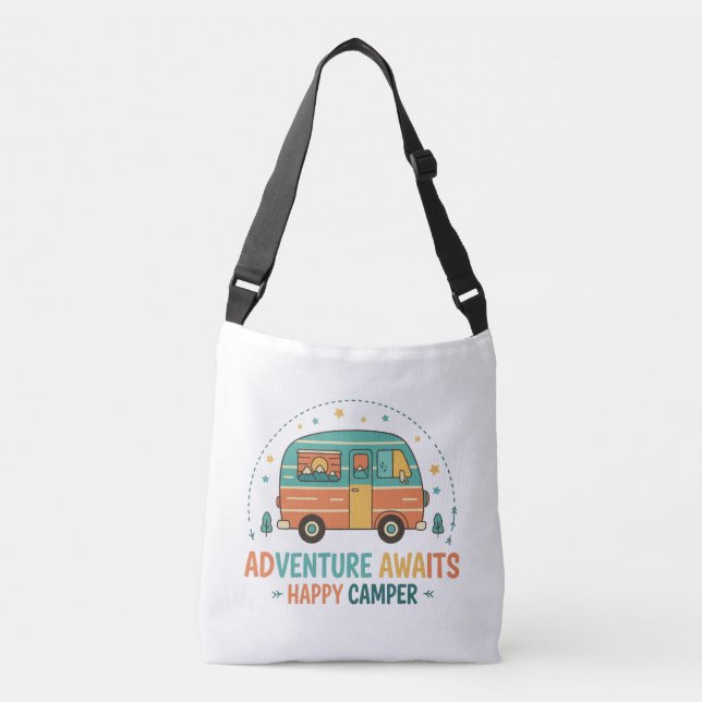 Bolso Cruzado Adventure Awaits Happy Camper (Anverso)