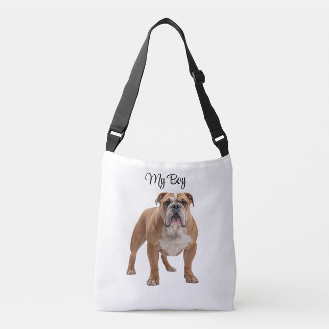 Bolso Cruzado Affectionate Bulldog Personalized Tote Bag (Anverso)