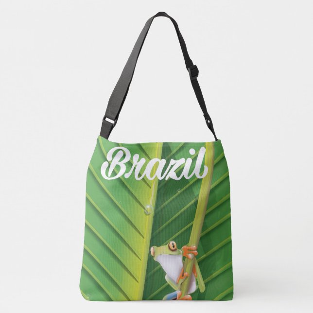 Bolso Cruzado Afiche de viaje de rana de árbol de la selva tropi (Reverso)