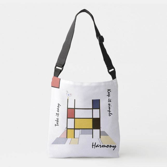 Bolso Cruzado Agradable Neoplasticismo Art Monograma. Letra H (Anverso)