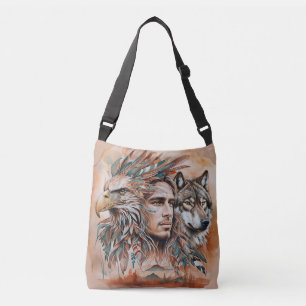 Bolso Cruzado Águila - Hombre - Lobo - acuarela arte 1 - Diversi