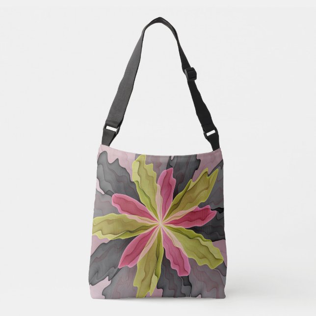 Bolso Cruzado Alegría, antracita verde rosada Fantasía Flower Fr (Anverso)