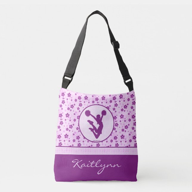 Bolso Cruzado Alegría personalizada o Pom Purple Heart floral (Anverso)